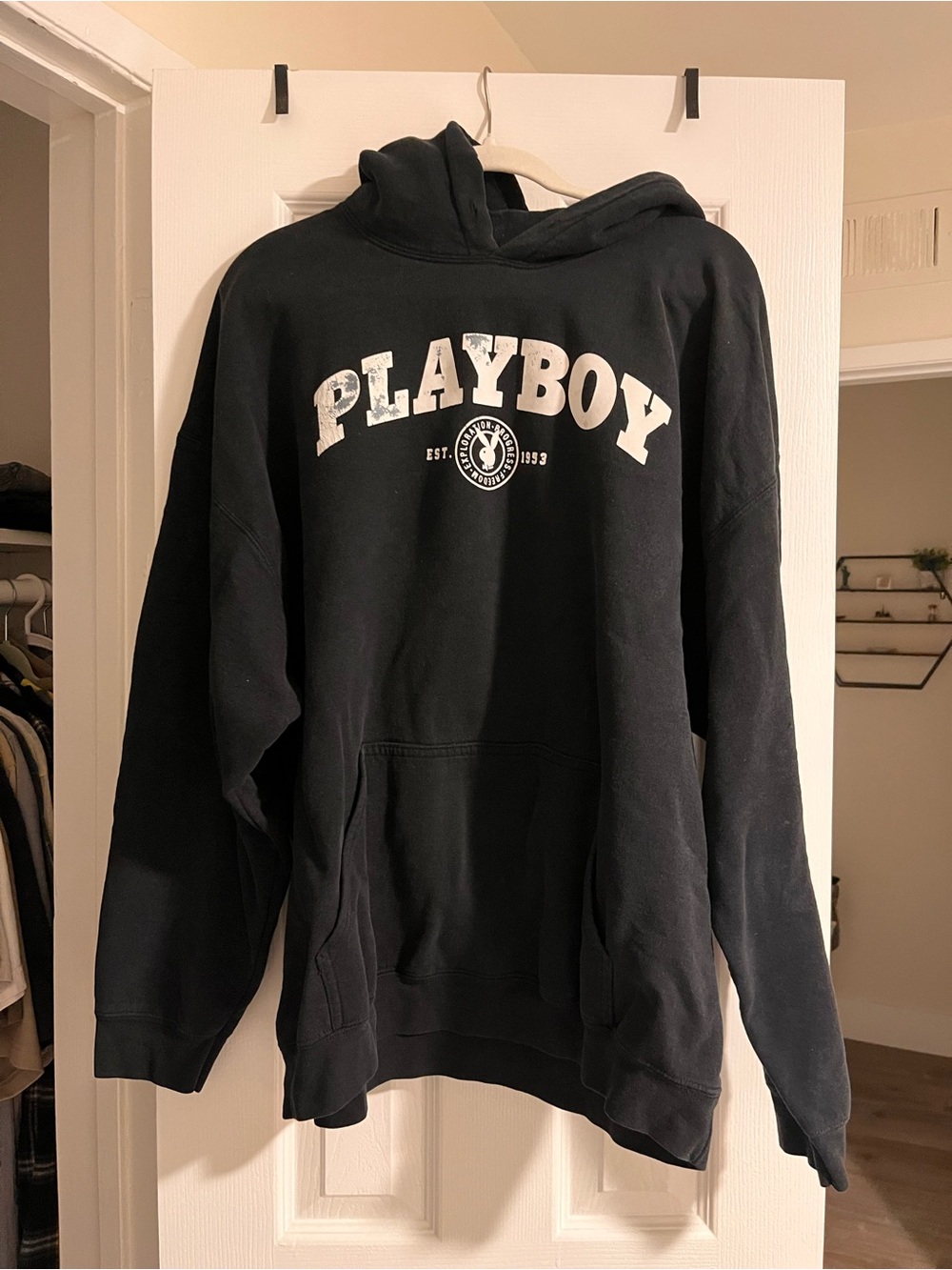 PLAYBOY Black Hoodie with White Logo